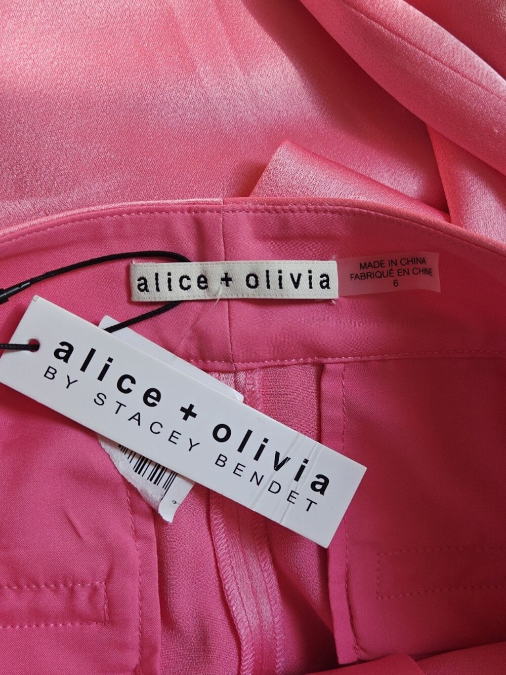 Alice + Olivia Deanna Satin High-waisted Bootcut Pants In Primrose Size 6 - Picture 8 of 10